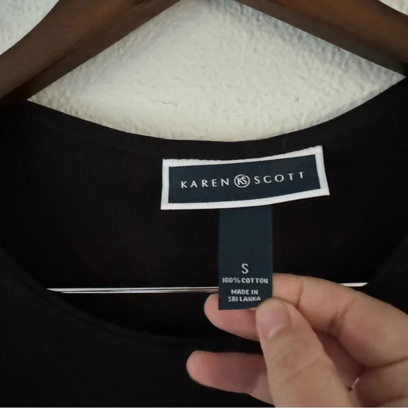 Basic Cotton Everyday Tee Scoop Neck Long 3/4 Sleeve Karen Scott Size Small - Picture 5 of 8